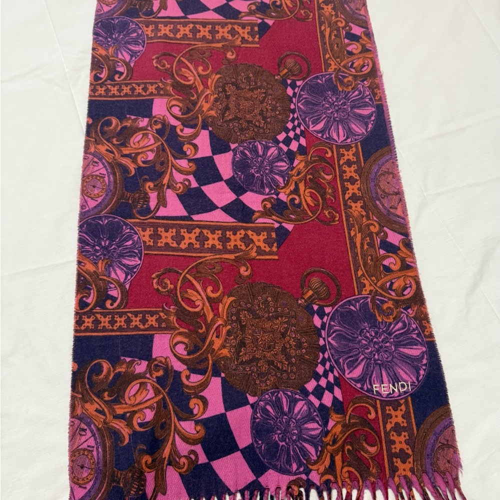Fendi Women's Scarf in Red, Pink, and Orange